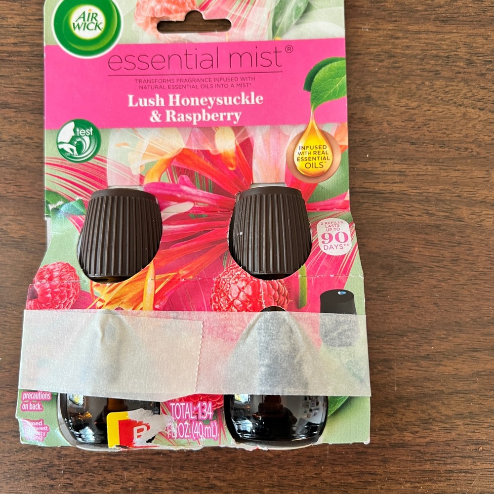 Air Wick Essential Mist Refills 2 Pack Lush Honeysuckle & Raspberry 1.34oz Total